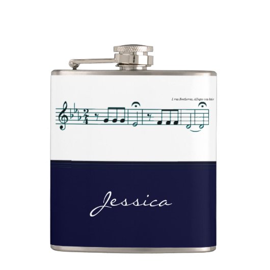 Beethoven Symfonie nr. 5 (blauw) Heupfles (Voorkant)