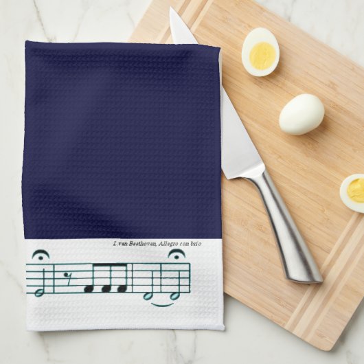 Beethoven Symfonie nr. 5 (blauw) Theedoek (Quarter Fold)