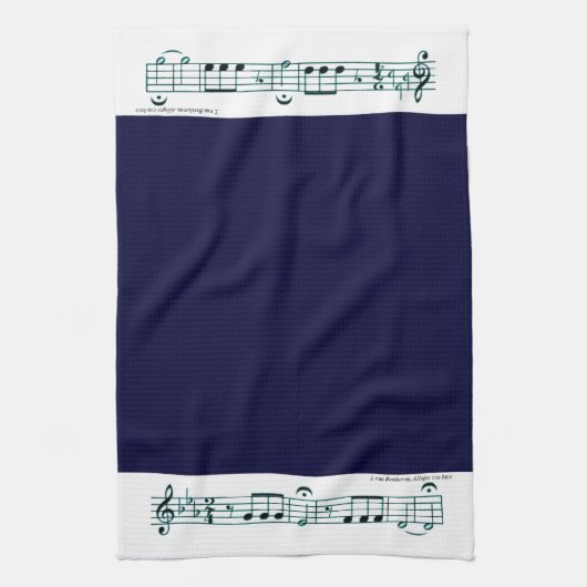 Beethoven Symfonie nr. 5 (blauw) Theedoek (Verticaal)