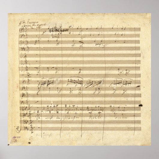 Beethoven Symfonie nr. 9 Originele Manuscript Prin Poster (Voorkant)