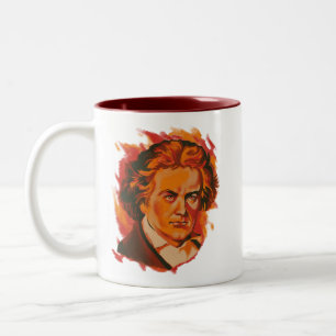 Beethoven Vuur Palet Portret Citaat Tweekleurige Koffiemok
