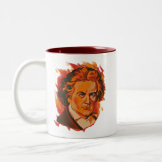 Beethoven Vuur Palet Portret Citaat Tweekleurige Koffiemok