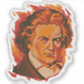 Beethoven Vuur Palet Portret Sticker (Voorkant)