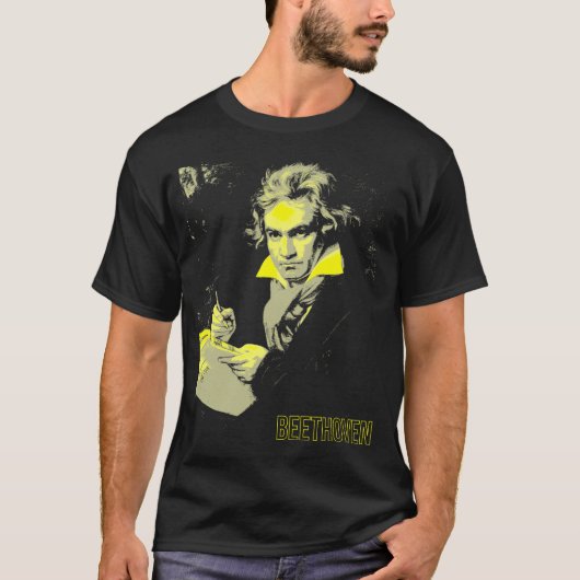 Beethoven Yellow Print Classical Music Shirt (Voorkant)