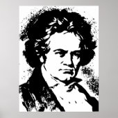 Beethoven Zwarte en witte vectorkunst Poster (Voorkant)