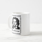 beethovenportret met lijst met pianokaart koffiemok (Voorkant links)
