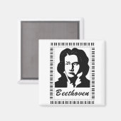beethovenportret met lijst met pianokaart magneet (Voorkant / Achterkant)