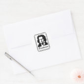 beethovenportret met lijst met pianokaart ronde sticker (Envelop)