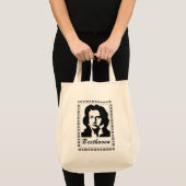 beethovenportret met lijst met pianokaart tote bag (Voorkant (product))