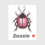 Beetle Art Entomology Cute Pink Insect Sticker (Vel)