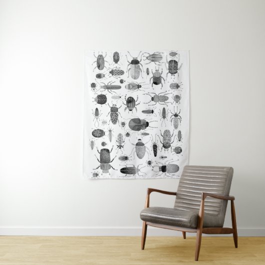 Beetle Black en White Wandkleed (In situ)