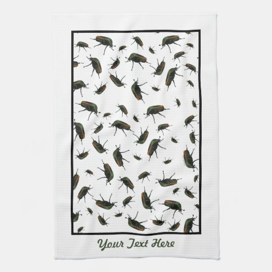 Beetle Bug Kitchen Towel - Optionele personalisati Theedoek (Verticaal)