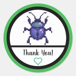 Beetle purple, kever pixelart ronde sticker