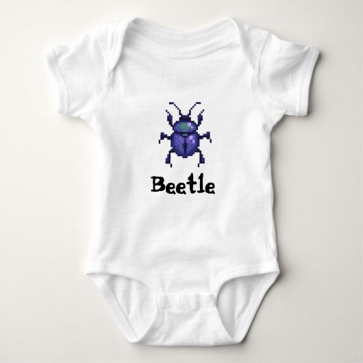 Beetle purple pixel art romper (Voorkant)