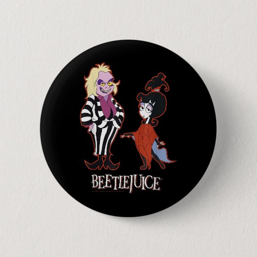 Beetlejuice Red Outline Beetlejuice en Lydia winke Ronde Button 5,7 Cm (Voorkant)