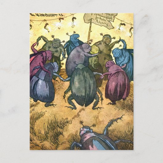 Beetles die de midzomer vieren briefkaart (Voorkant)