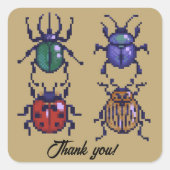 Beetles thank you, pixelart vierkante sticker (Voorkant)