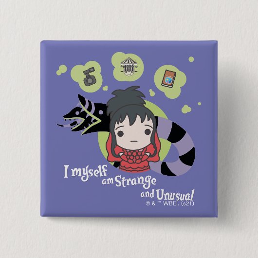 Beetlesap | Chibi Lydia "Strange and Unusual" Vierkante Button 5,1 Cm (Voorkant)