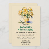 Beewerkbare Gele Pioenrozen Kaart (Voorkant / Achterkant)