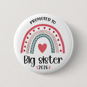 Beforderd tot grote zus Schattig 2026 Baby Ronde Button 5,7 Cm