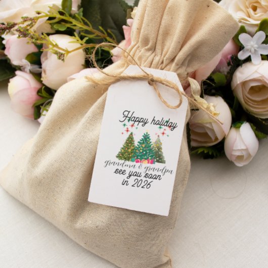 Beförderd tot kerstboom voor grootouders cadeaulabel