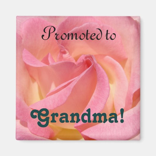 Beforderd tot oma! magneet cadeaus Roze Roos (Voorkant)