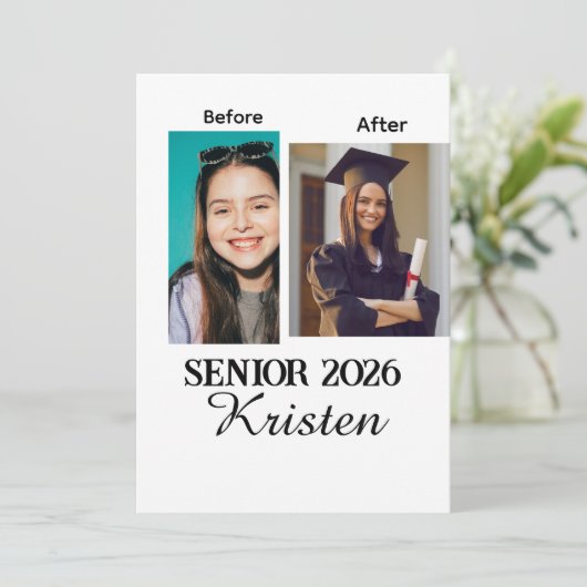 Before and after photo personalized graduation (Staand voorkant)