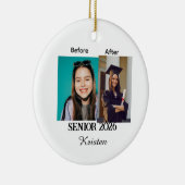 Before and after photo personalized graduation keramisch ornament (Rechts)