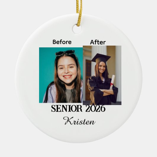 Before and after photo personalized graduation keramisch ornament (Voorkant)