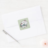 Before Bedtime with My Pup – Book and Dog Lover Vierkante Sticker (Envelop)