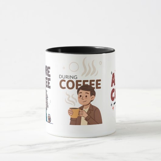 Before During After Coffee Mood Vector Art Mok (Midden)