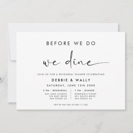 Before We Do We Dine Rehearsal Dinner Kaart (Voorkant)