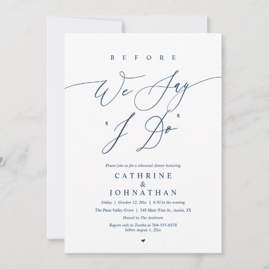 Before we say "I Do", Wedding Rehearsal Dinner Kaart (Voorkant)