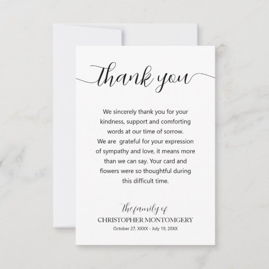 Begeleiant script begrafenis bedankkaart (Voorkant)