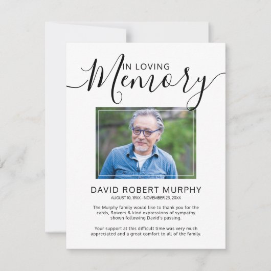 Begeleiant script begrafenis bedankkaart (Voorkant)