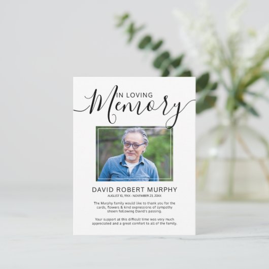 Begeleiant script begrafenis bedankkaart (Staand voorkant)