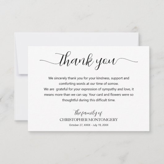 Begeleiant script begrafenis bedankkaart (Voorkant)