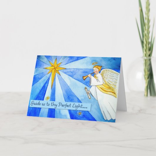 Begeleid ons aan thy Perfecte Lichte Kerstkaart Feestdagen Kaart (Voorkant)