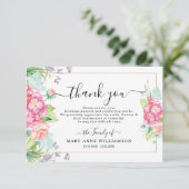 Begeleidende bloemen Funeral Hartelijk dank Bedankkaart (Staand voorkant)