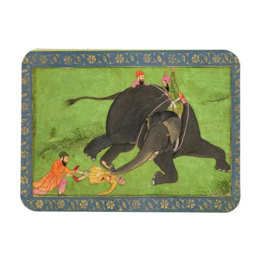 Begeleidende personen redden een gevallen man van  magneet (Horizontaal)