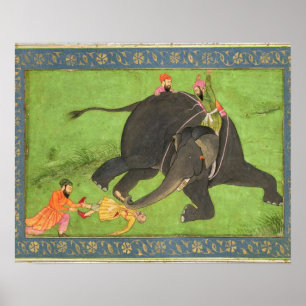 Begeleidende personen redden een gevallen man van  poster