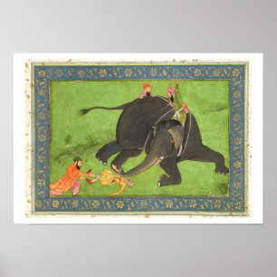 Begeleidende personen redden een gevallen man van  poster