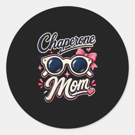 Begeleider moeder retro zonnebril school zelfs ronde sticker (Voorkant)