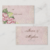 Begeleiding Tafelnummer Kaarten - Roze Hydrangea S Plaatskaartje (Voorkant / Achterkant)