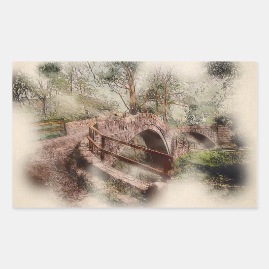 Beggars Bridge, Glaisdale - Watercolour Art Rechthoekige Sticker (Voorkant)