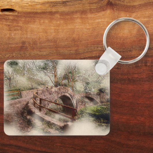 Beggars Bridge, Glaisdale - Watercolour Kunst Sleutelhanger (Voorkant)