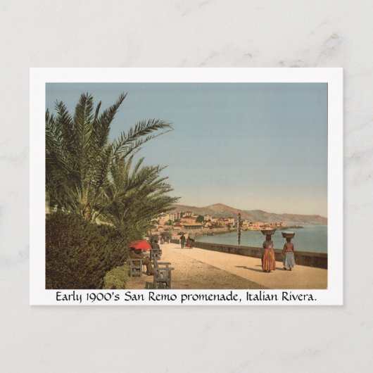 Begin 1900 Italië, Promenade in San Remo Briefkaart (Voorkant)