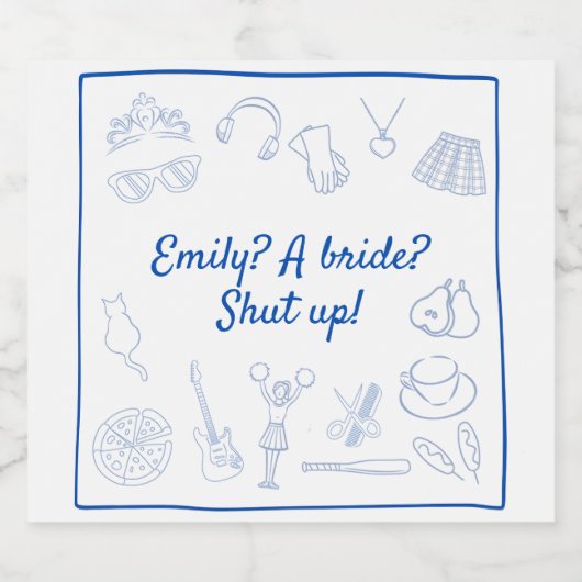 Begin 2000 film Prinses Bachelorette Custom Sparkling Wijnetiket (Enkel label)