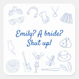 Begin 2000 film Prinses Bachelorette Custom Vierkante Sticker