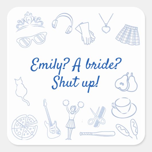 Begin 2000 film Prinses Bachelorette Custom Vierkante Sticker (Voorkant)